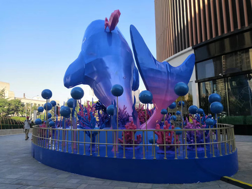 玻璃钢鲸雕塑 广场商业街海洋动物摆件  雕塑厂家