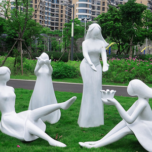 玻璃钢人物抽象雕塑户外公园校园美陈景观雕塑人物读书雕塑