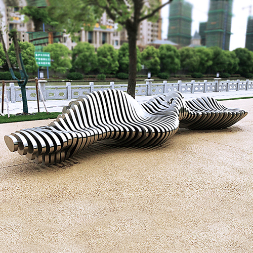 艺术创意不锈钢切片拼接室外休闲椅